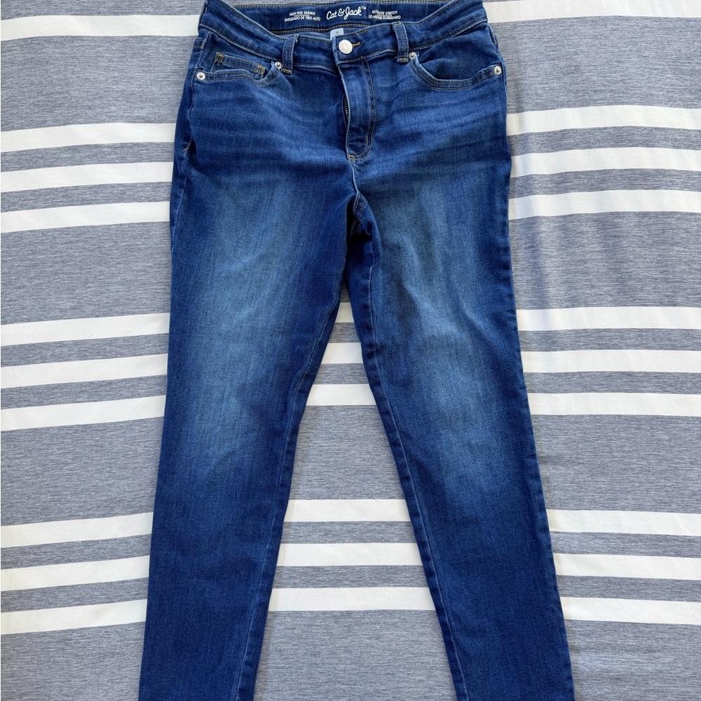 Cat & Jack Girls Size 16 Dark Blue High Rise Ultimate Stretch Skinny Jeans